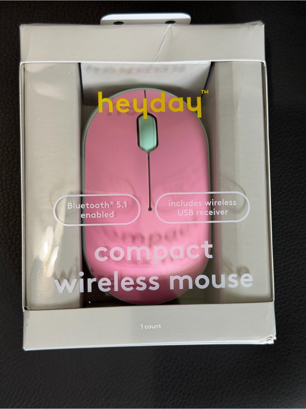 heyday Compact Wireless Mouse - Pink with Mint Scroll